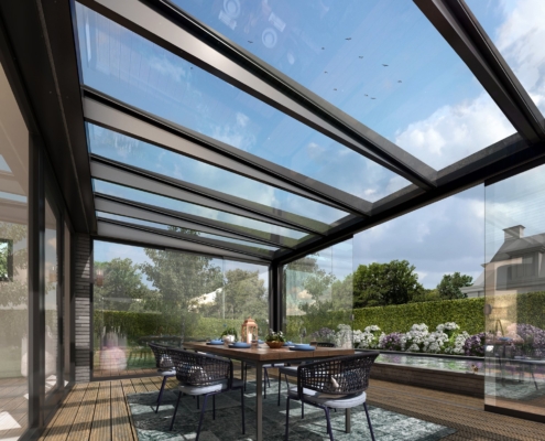 Deza kunststof kozijnen Heerhugowaard - Pallazzo Scope - plat veranda dak - klein